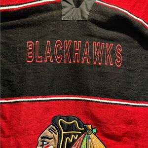 Blackhawks Red and Black Embroidered Poncho